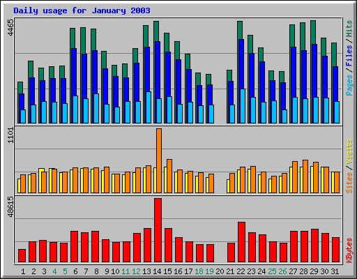 Daily usage for January 2003