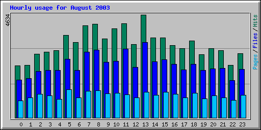 Hourly usage for August 2003